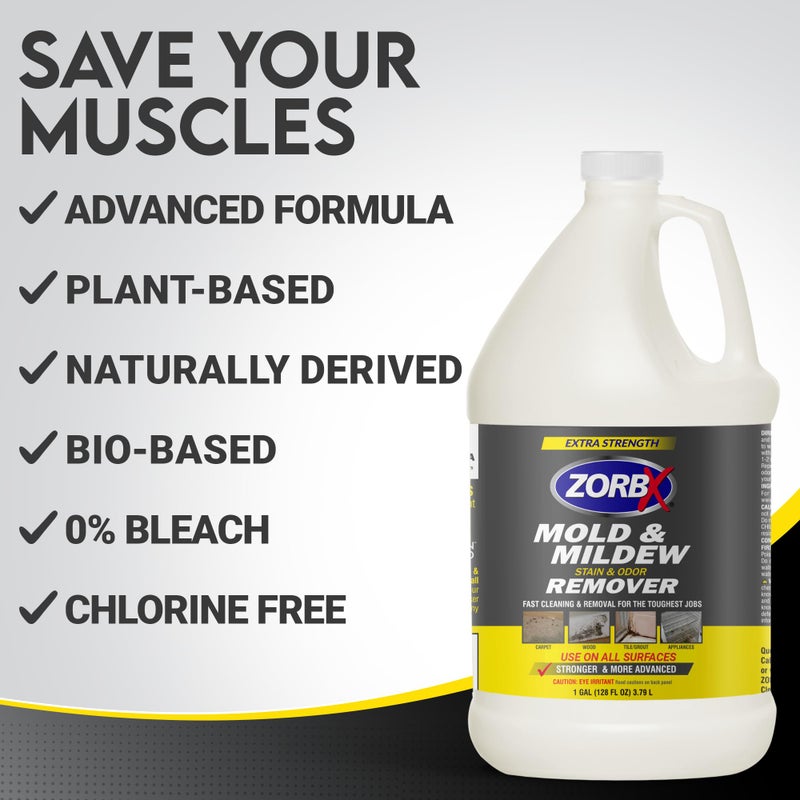 ZORBX Extra Strength M&M Remover and Cleaner - Bleach Free Cleaner Spray - Scrub Free Formula - All Purpose Odor Remover for Carpet, Bathroom, Walls, Wood, Shower and Car - 128 FL Oz - Image 3