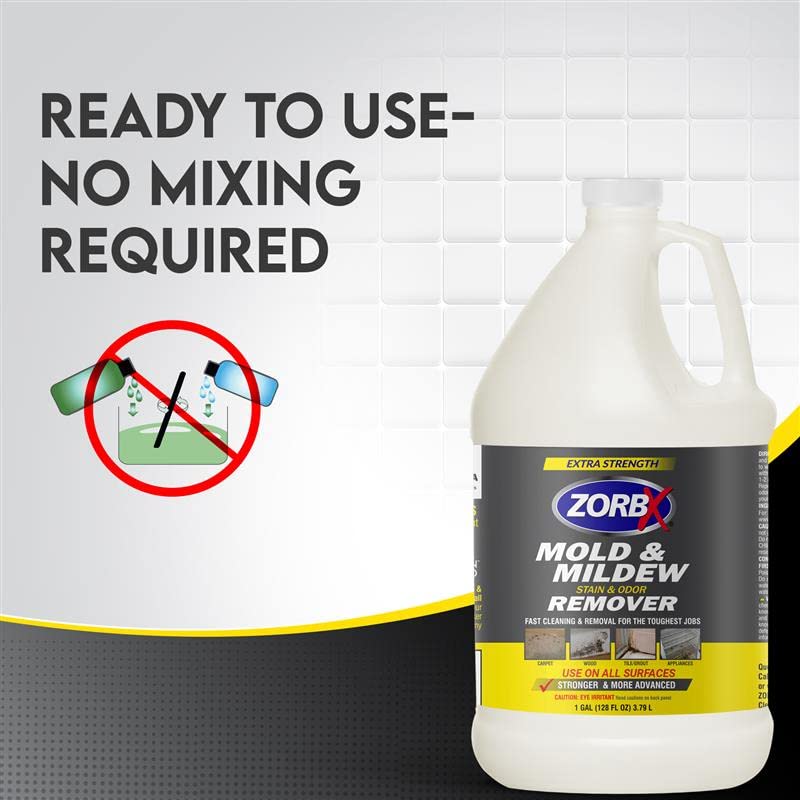 ZORBX Extra Strength M&M Remover and Cleaner - Bleach Free Cleaner Spray - Scrub Free Formula - All Purpose Odor Remover for Carpet, Bathroom, Walls, Wood, Shower and Car - 128 FL Oz - Image 5