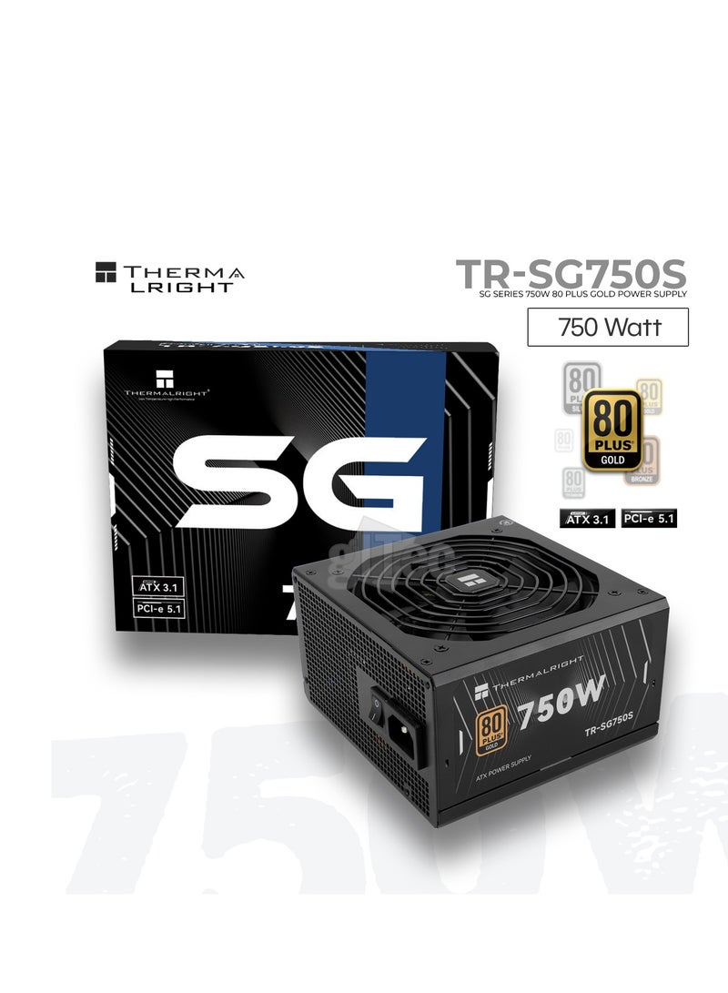 Thermalright POWER SUPPLY THERMALRIGHT TR-SG750S 750W 80+ Gold NON Modular ATX 3.1 PCIE 5.1 BLACK - Image 1