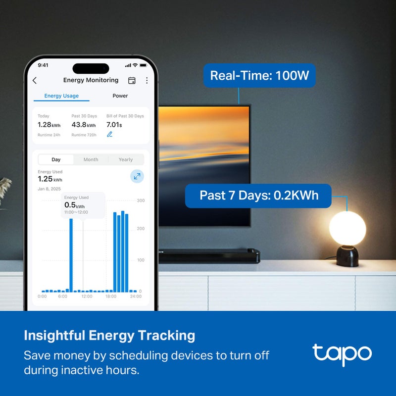 Tapo Smart Wi-Fi Power Strip - Matter Compatible, Energy Monitoring, Surge Protection, 6 Individually Controlled Outlets & 3 USB Ports, Works with Alexa, Google Assistant, Siri & Bixby - Tapo P316M - Image 3