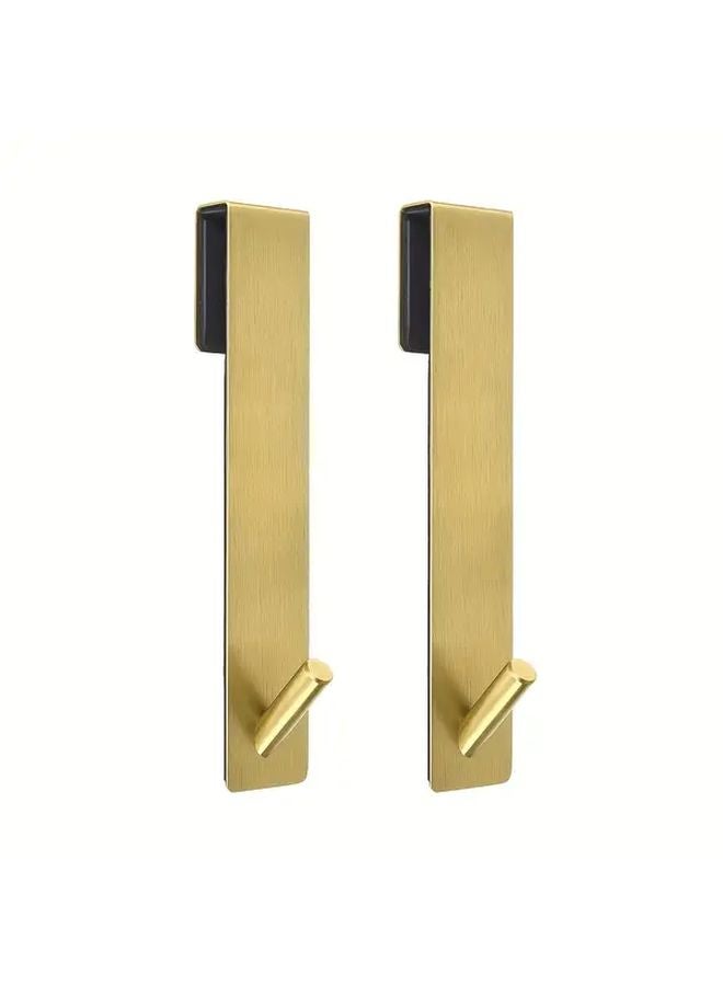 Golden Adhesive Towel Rack 2pcs No Drill Stainless Steel Bathroom Hanger - Image 1