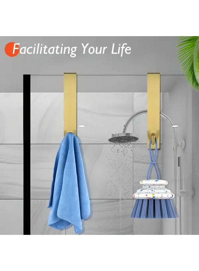 Golden Adhesive Towel Rack 2pcs No Drill Stainless Steel Bathroom Hanger - Image 5