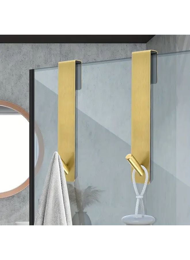 Golden Adhesive Towel Rack 2pcs No Drill Stainless Steel Bathroom Hanger - Image 3