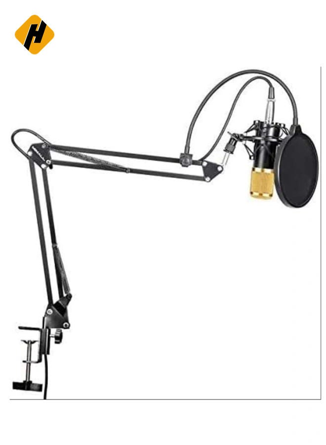 HuHa Microphone,Live Sound Card & BM800 Suspension Microphone Kit Broadcasting Recording Condenser Microphone Set Intelligent Volume Audio Mixer Sound Card for Computer PC Live Sound  - Image 3