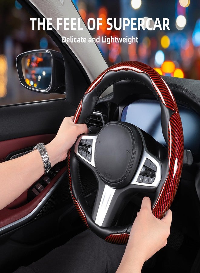 Aimato Carbon Fiber Steering Wheel Covers 3 Piece Clip on Steering Wheel Cover - Image 2