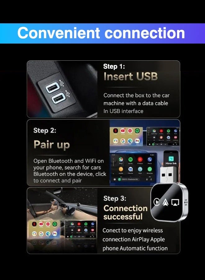 3-in-1 Wireless Carplay Adapter,apple carplay wireless Smart Mirror Link Carplay Android Auto AirPlay USB carplay Dongle iPhone carplay Adapter Wired Carplay To Wireless Plug And Play Car play - Image 5