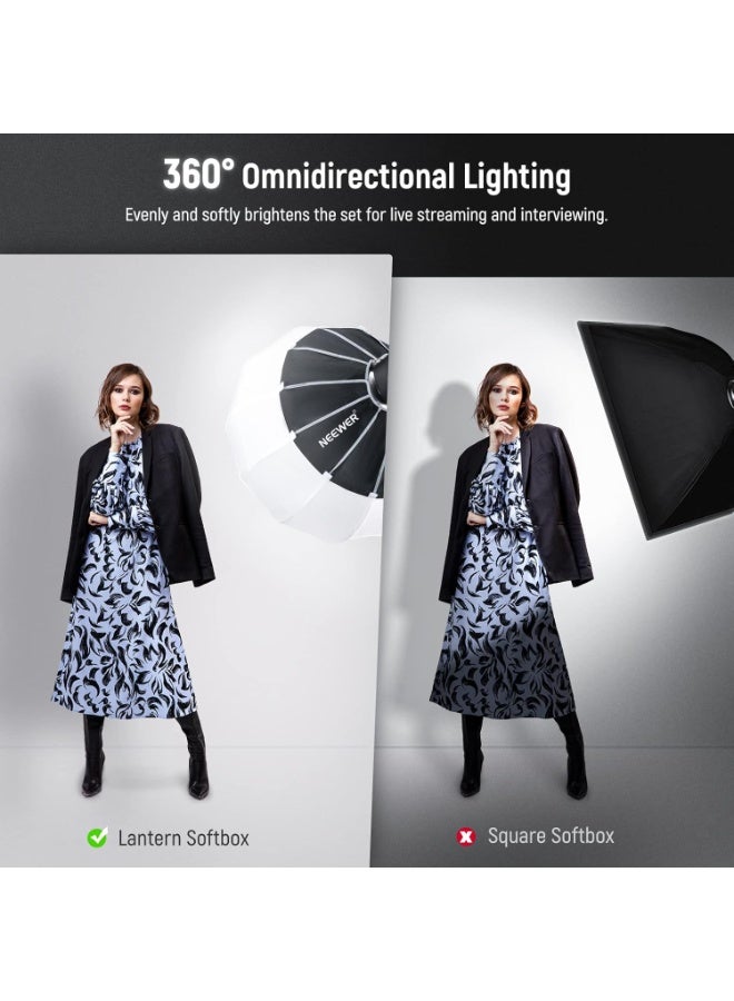 Neewer NEEWER 35"/90cm Lantern Softbox with Quick Release & Skirt – 360° Light Diffuser, Bowens Mount for Video & Studio Lighting - Image 3