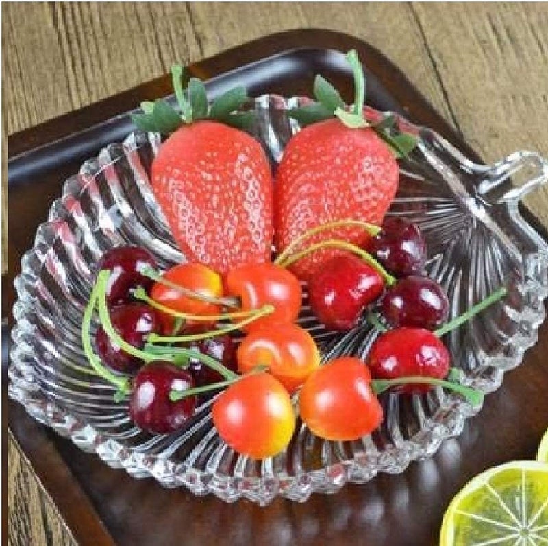 AVMPHD Leaf Shape Glass Tray Plate for Serving Useful for Diwali Home Decoration Living Room Best for Dry Fruits Fruits Snacks Sweets Chocolates Pack of 2 Leaf - Image 3