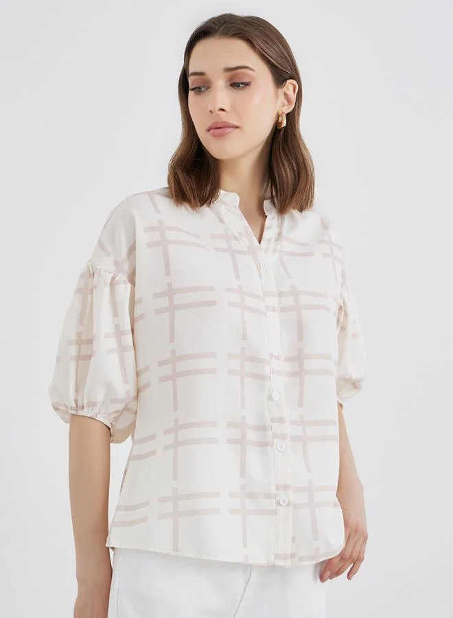 Take Two Take Two Cream Short Sleeve Blouse