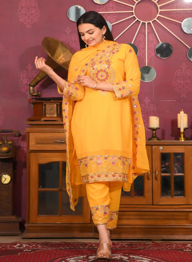 Super Asian "Elegant Fox Georgette Sequence Embroidered Top, Pants & Dupatta Set – Stylish & Comfortable" - Image 2