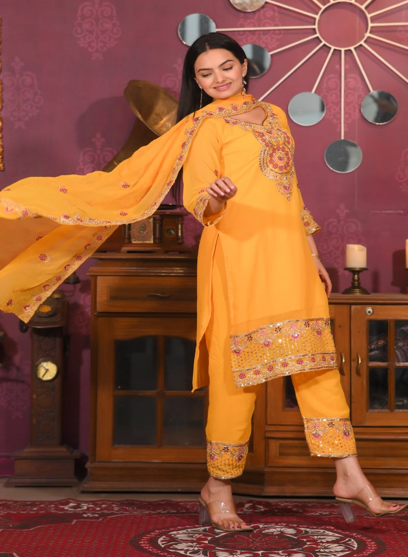 Super Asian "Elegant Fox Georgette Sequence Embroidered Top, Pants & Dupatta Set – Stylish & Comfortable" - Image 3
