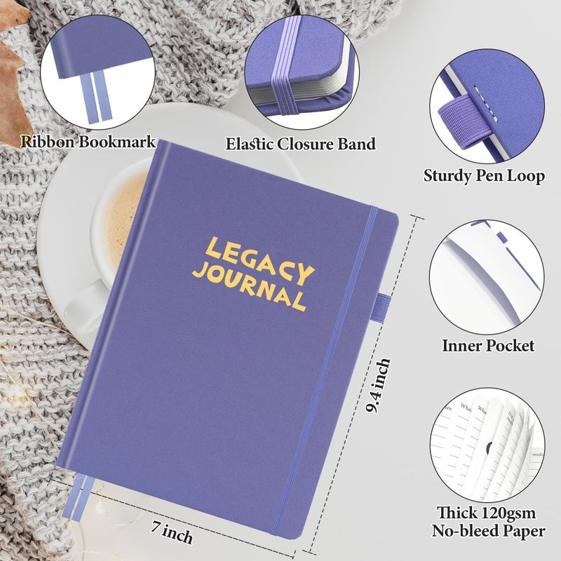 SIMSIMY Grandparent's Life Story Journal, Grandparents Memory Keepsake Legacy Journal with Prompt Questions, Linen Hardcover Book Heirloom Birthday Gift for Nana, Grandma, Grandpa, Parents, A5 - Image 2