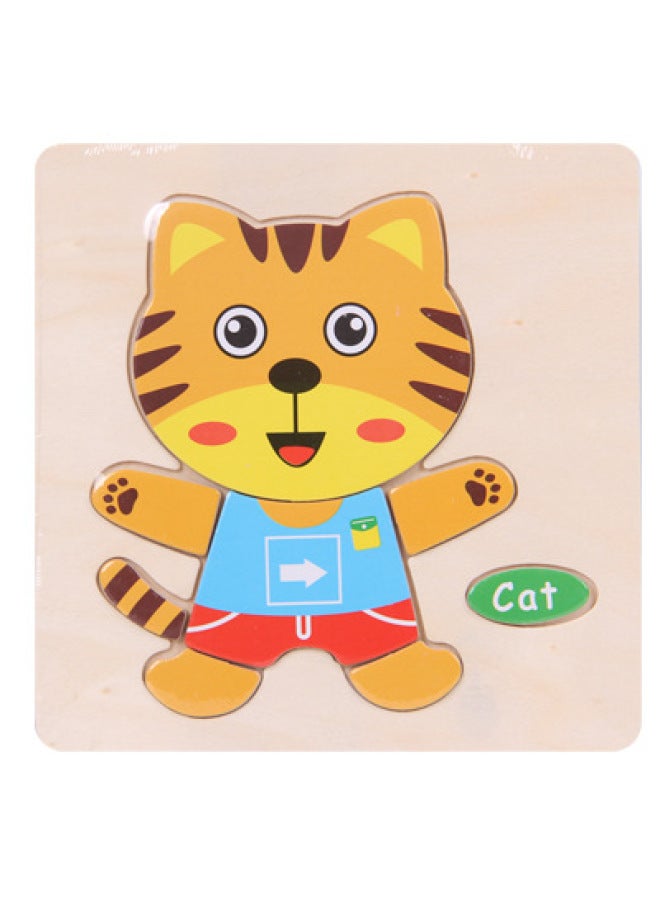 New Children's Wooden Cartoon Three-dimensional Puzzle Building Blocks Traffic Animal Cognitive Piece 2-3 Years Old Children's Puzzle - Image 1