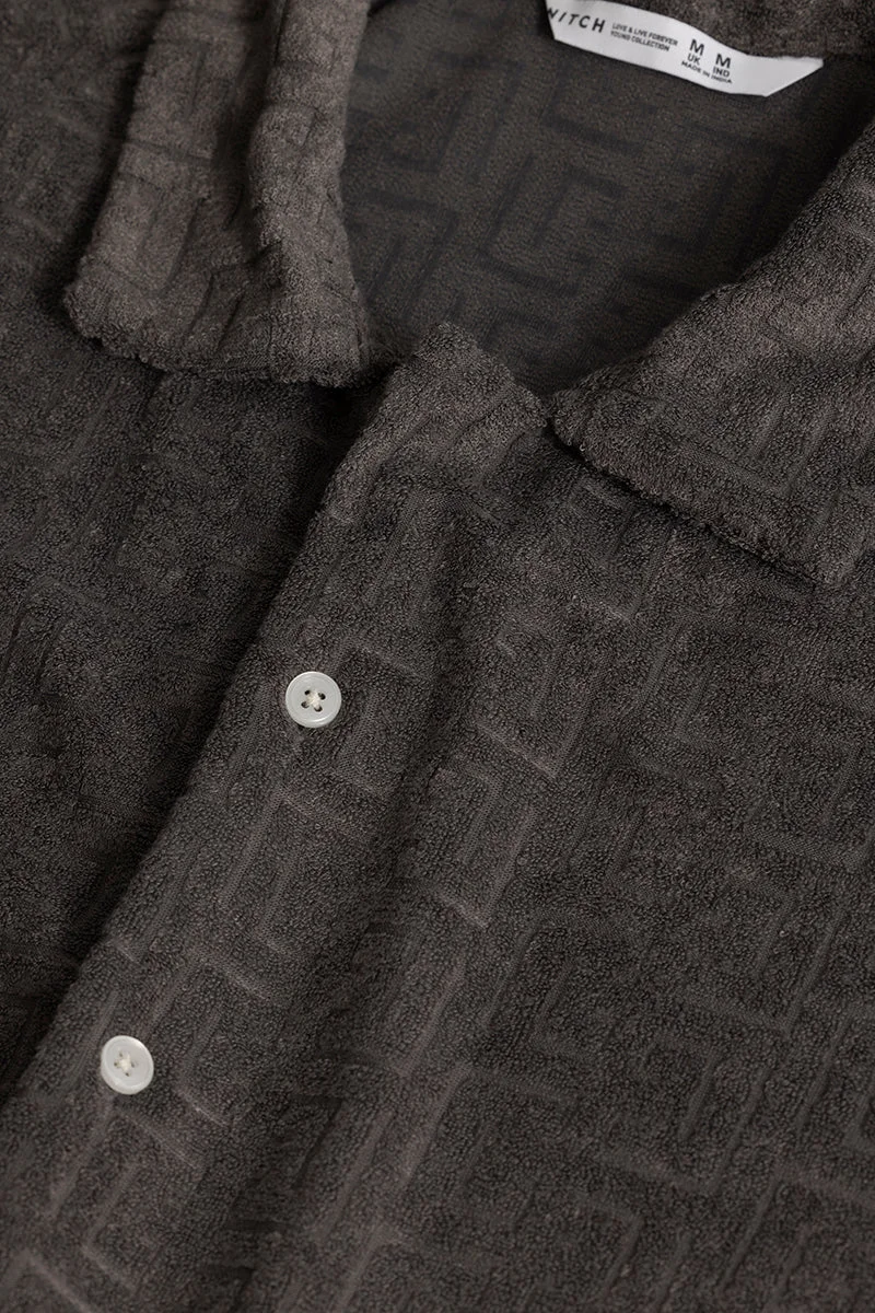 SNITCH Dark Grey Textured Half Sleeve Boxy Shirt