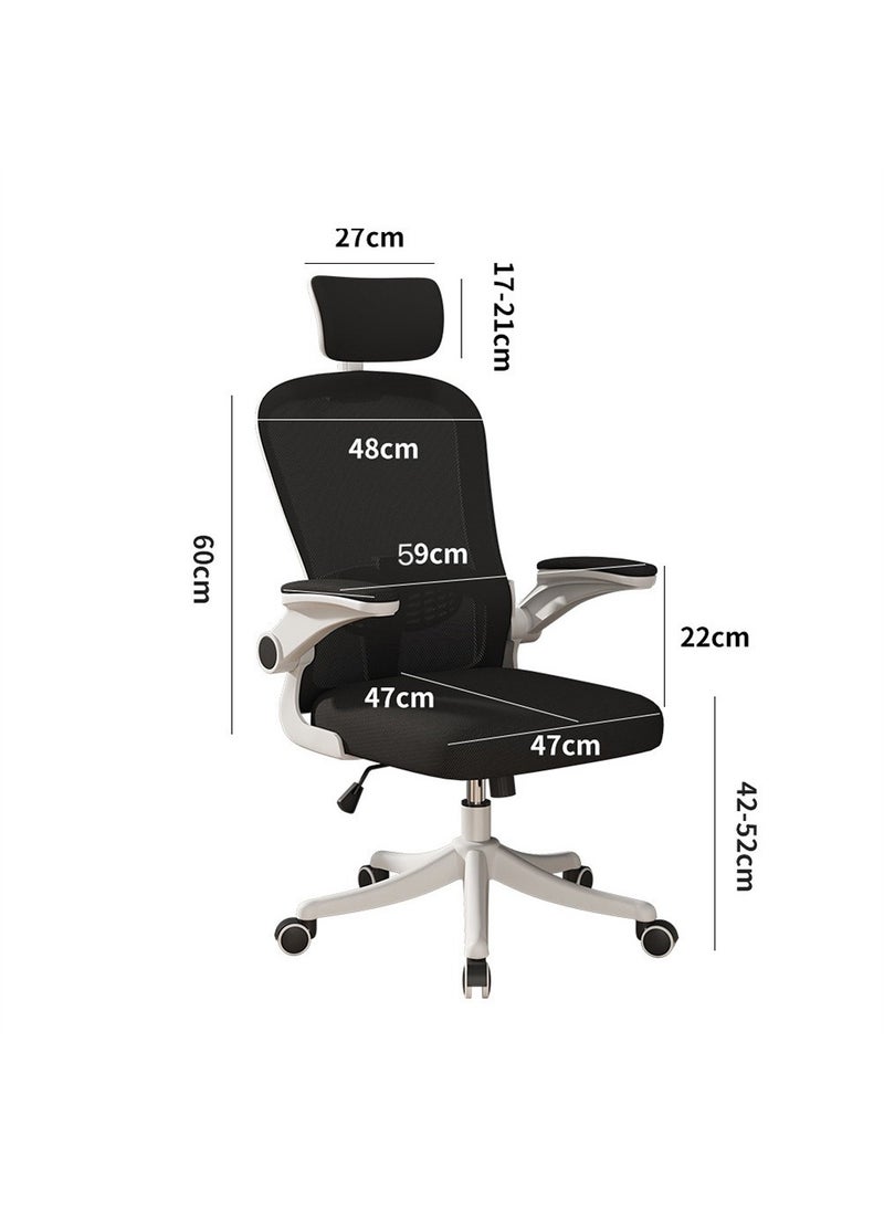 MOZOGOT - MOZOGOT Ergonomic Office Chair with Lumbar Support & Headrest & Flip-up Arms Height Adjustable Rocking Home Office Desk Chairs for Teens and Adults (Blue Mesh) - Image 1