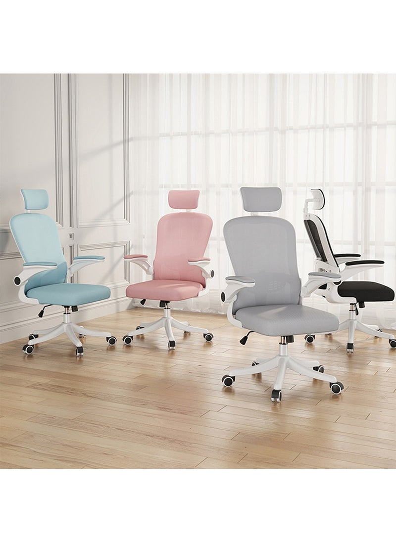 MOZOGOT - MOZOGOT Ergonomic Office Chair with Lumbar Support & Headrest & Flip-up Arms Height Adjustable Rocking Home Office Desk Chairs for Teens and Adults (Blue Mesh) - Image 1