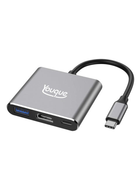 3 in 1 Type-C To USB and HDMI Adapter Grey