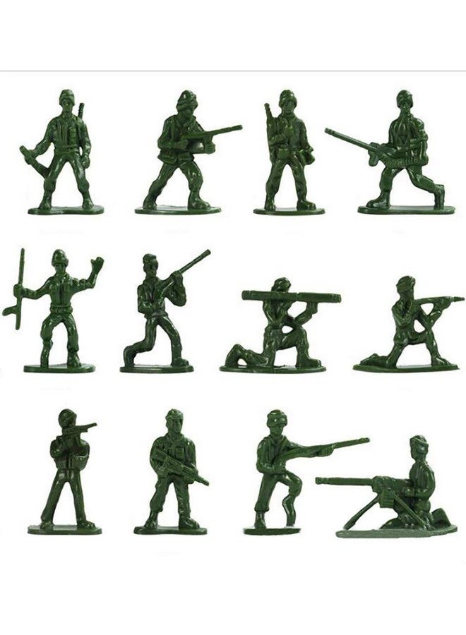 HAPTIME HAPTIME 100-Piece Green Toy Soldiers - 12 Poses, Detailed and Balanced Mini Army Men - Perfect for Pretend Play, Educational Projects, Cake Decorations, and Military-Themed Parties - 1 Inches Tall  - Image 1