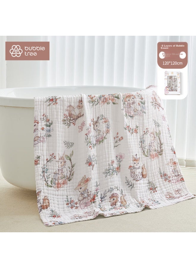Bubble Tree Newborn Six-layer Gauze Bath Towel, Baby Ultra-soft 100% Pure Cotton Children's Bath Towel, All Seasons, 120*120cm - Image 1