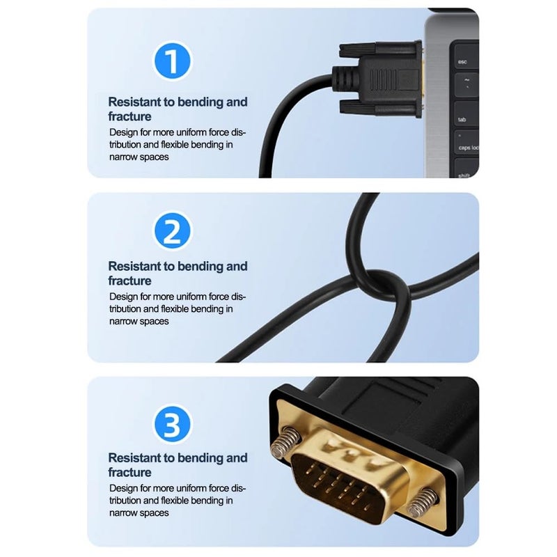 Microware USB-C Thunderbolt3 to VGA Adapter VGA Type-C to D-sub 15pin Converter Cable for USB 3.1 Portable Cell Phone Monitor TV Projector - Image 4