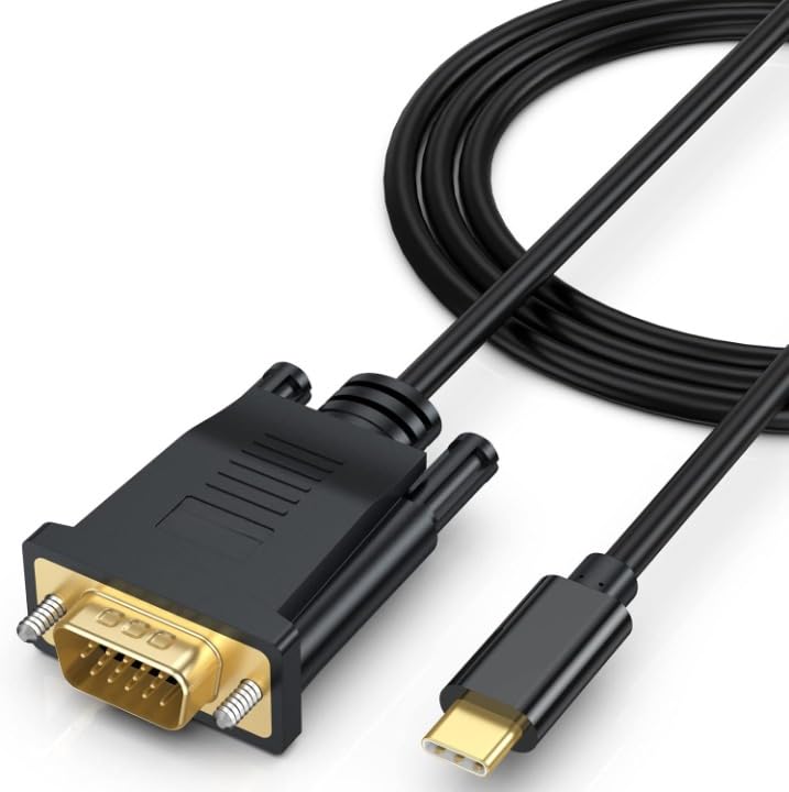 Microware USB-C Thunderbolt3 to VGA Adapter VGA Type-C to D-sub 15pin Converter Cable for USB 3.1 Portable Cell Phone Monitor TV Projector - Image 1