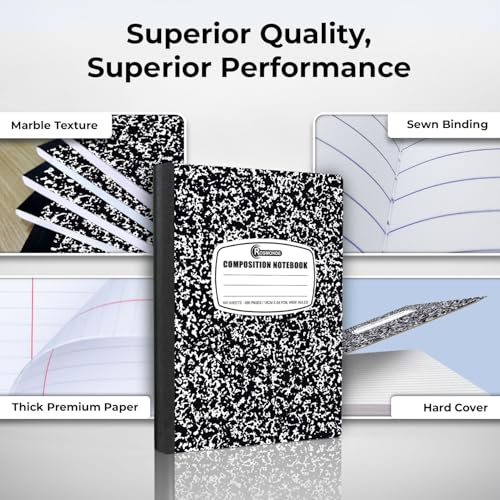 Rosmonde Composition Notebook Wide Ruled 5 Pack, 200 Pages (100 Sheets), 9-3/4 x 7-1/2, Back to School Supplies, Notebooks for School, Office Supplies, Notebooks for Work, Wide Ruled Notebook - Image 2