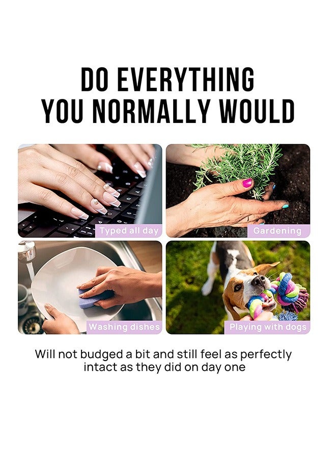 30 Pcs Square Gel False Nails, Reusable Opaque Stick on Nails, Full Cover False Fingernails for Decoration (Blue) - Image 5