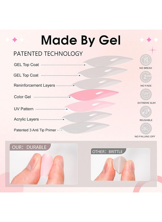 30 Pcs Square Gel False Nails, Reusable Opaque Stick on Nails, Full Cover False Fingernails for Decoration (Blue) - Image 3