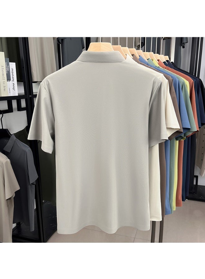 Uji High-End Short Sleeve Polo Shirt for Middle-Aged Men Casual Turn-down Collar Seamless Comfortable Summer Half Sleeve Top - Image 4