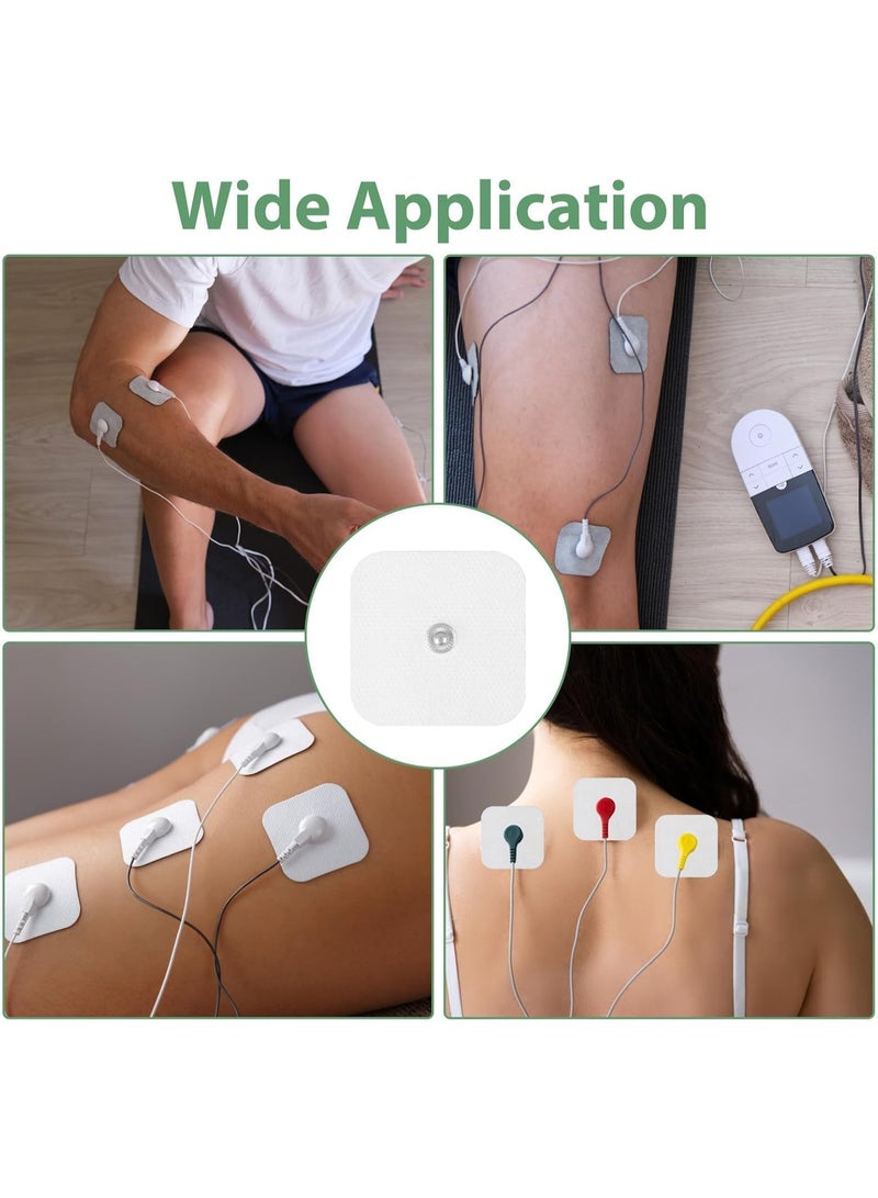 جُودِيَّة عدد 20 لاصقة أقطاب لجهاز TENS بحجم 5×5 سم لأجهزة العلاج الرقمي TENS وEMS، لاصقات تدليك للجسم مقاس 2×2 بوصة مع موصلات سناب 3.5 مم - Image 5