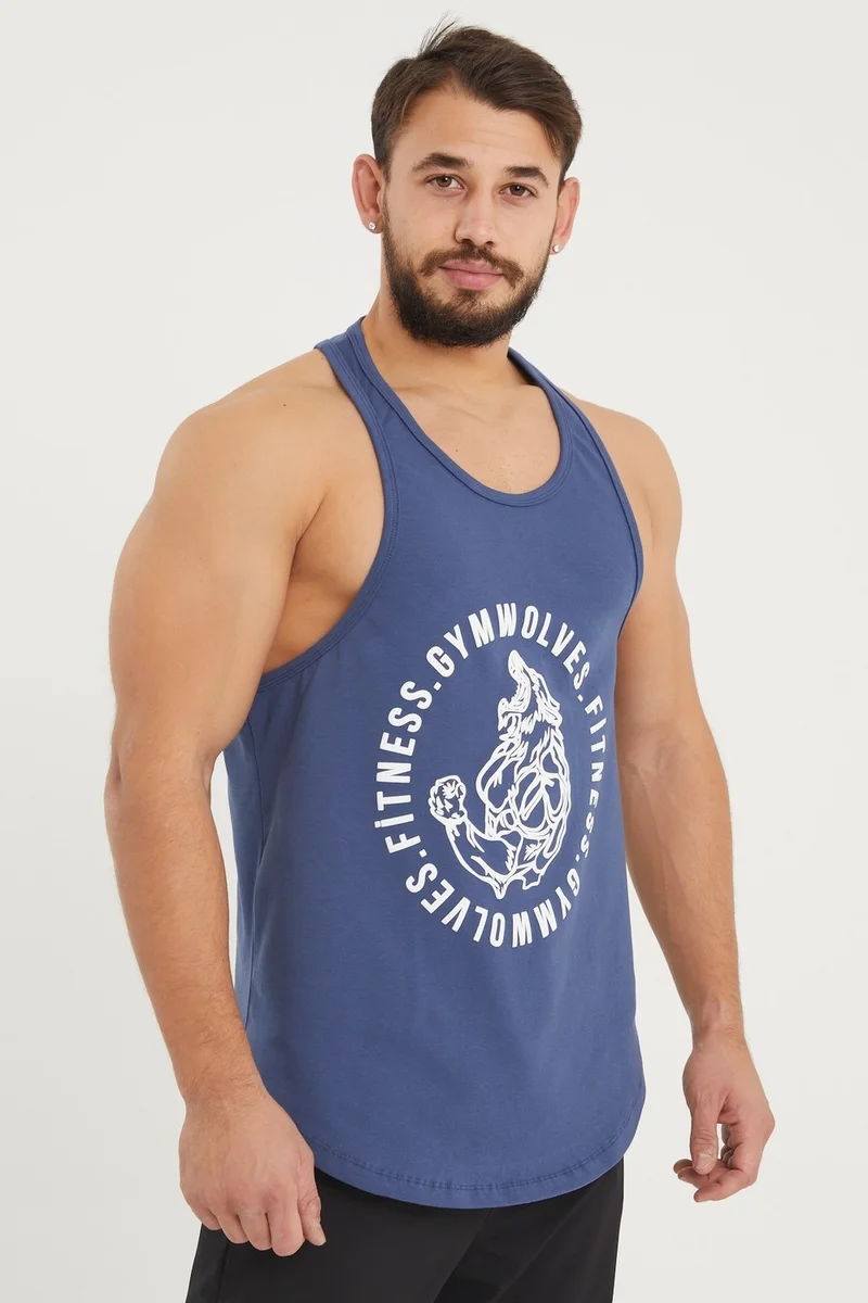 جيموولف Men's Sports Tank | Stringer | Workout Tanktop | Wolf Series
