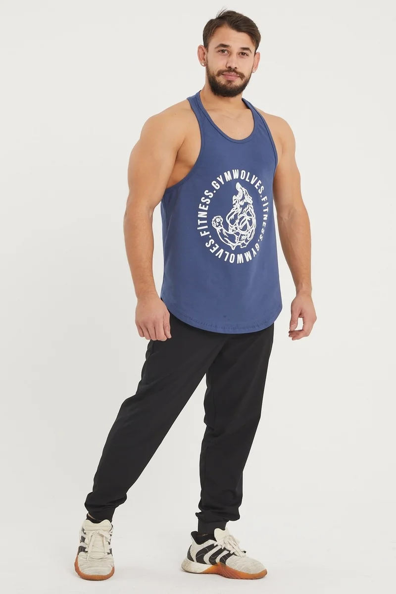 جيموولف Men's Sports Tank | Stringer | Workout Tanktop | Wolf Series