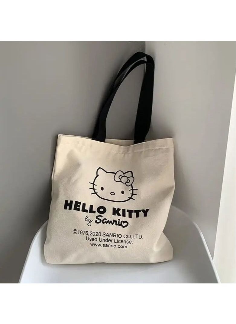Generic hello kitty Canvas Women Shoulder Bag Ladies Fashion Shopping Hand Bags Cute Anime Cartoon Tote Bags  - Image 1