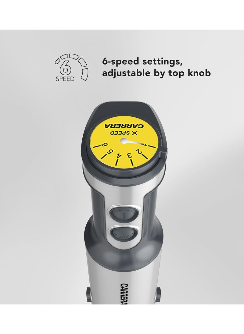 Carrera CARRERA 1000W Stick Blender, 4-in-1 Hand Blender & Grinder – Stainless Steel, Full Copper DC Motor, Turbo, LED Display, For Soups, Smoothies, Chutneys, Baby Food – CRR453, 2-Year Warranty  - Image 2
