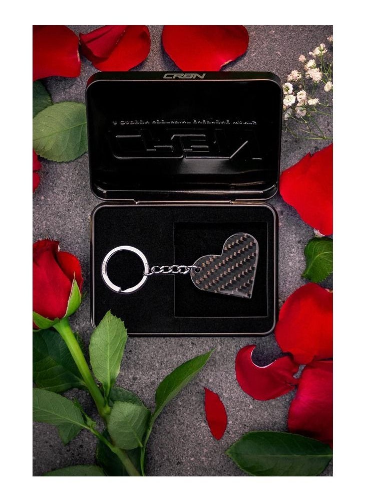 crbn - Real Carbon Fiber Keychain Twill Heart Shape - Image 1