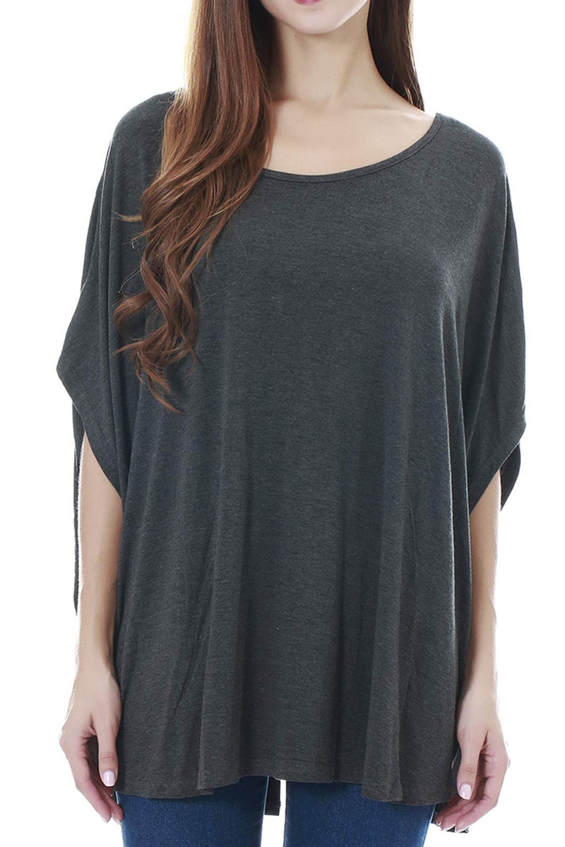 Smallshow Women's Nursing Top Maternity Poncho for Breastfeeding Dim Grey - Image 4
