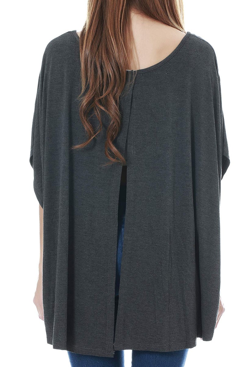 Smallshow Women's Nursing Top Maternity Poncho for Breastfeeding Dim Grey - Image 3