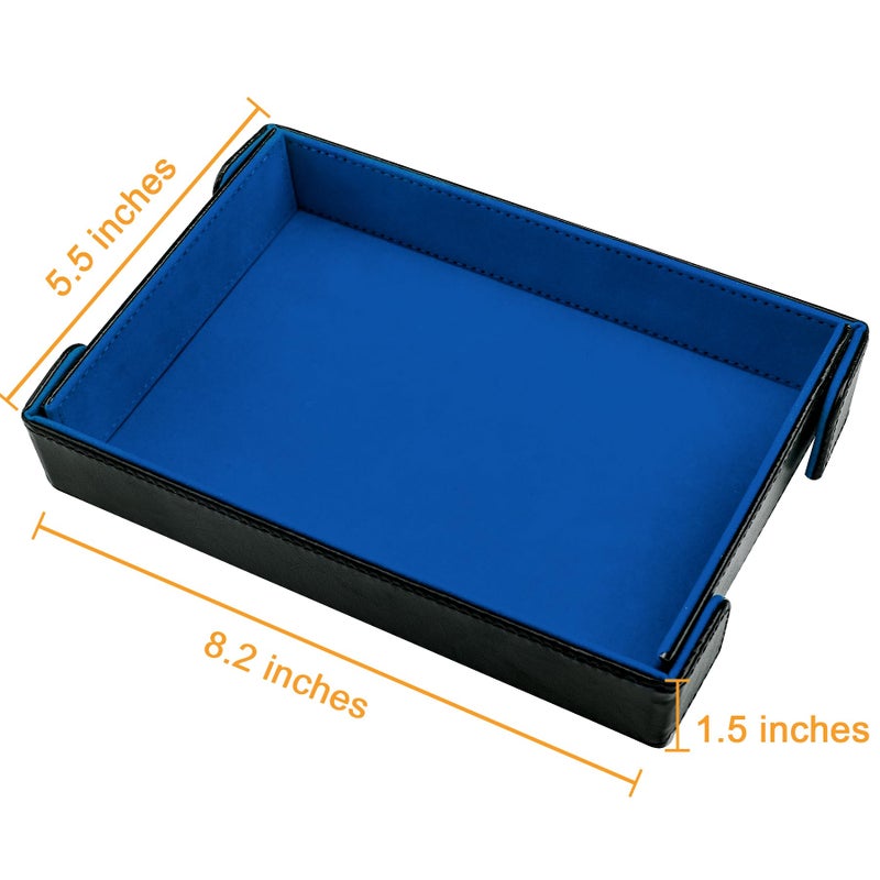 SIQUK Magnetic Folding Dice Tray Rectangle Dice Rolling Tray PU Leather Dice Trays Foldable Dice Holder Dice Rolling Mat Storage Box for D&D RPG Dice Games, Royal Blue - Image 2