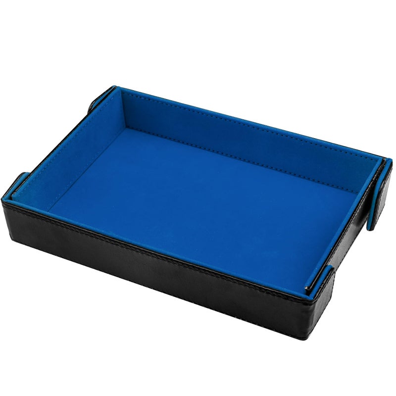SIQUK Magnetic Folding Dice Tray Rectangle Dice Rolling Tray PU Leather Dice Trays Foldable Dice Holder Dice Rolling Mat Storage Box for D&D RPG Dice Games, Royal Blue - Image 1