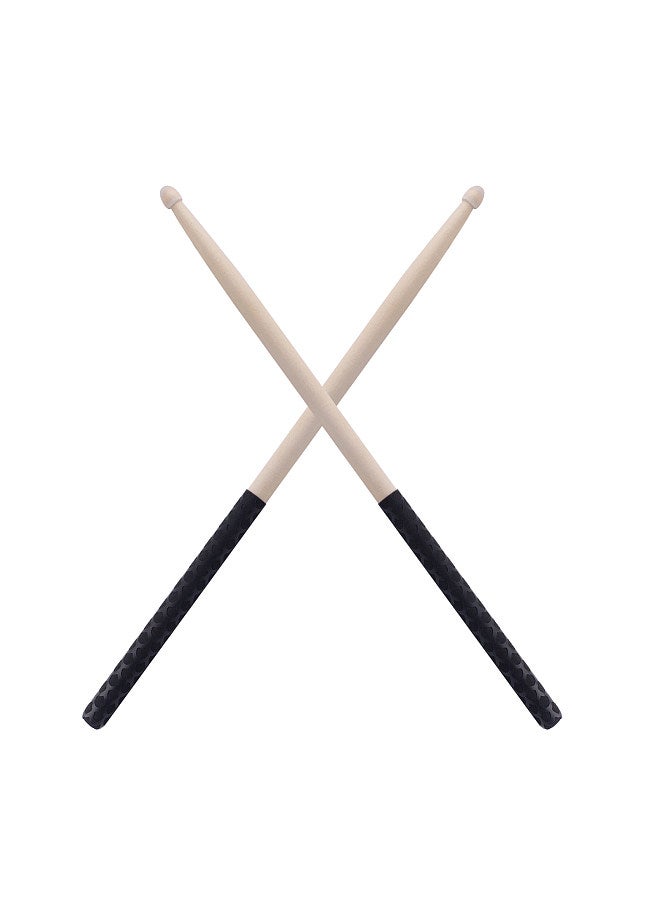 Generic 1-Pair Drumstick 5A  Anti Slip Drumstick Antiskid Drum Sticks Maple Wood Drumsticks Triangular Tip with Non-Slip Wrapped Handle Musical Instrument Drum Set Accessories  - Image 1
