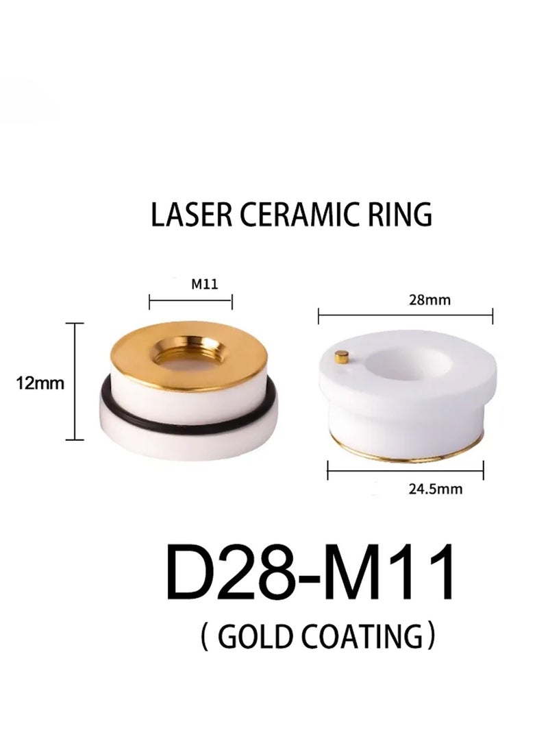 حلقة سيراميك D28 M11 مطلية بالذهب، قطع غيار فائقة المقاومة للحرارة لمعدات القطع بالليزر الفايبر - Image 1