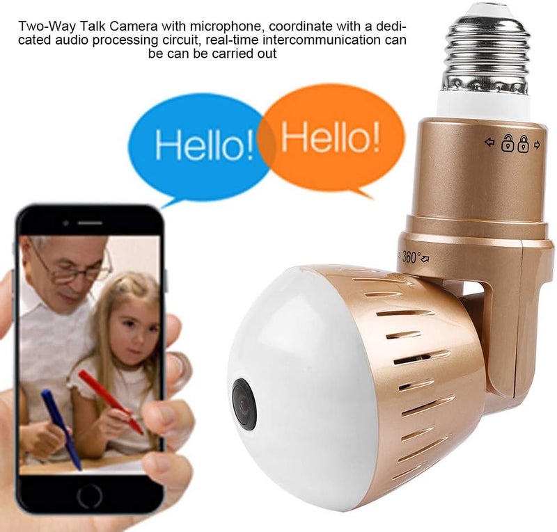klarako Light Bulb Camera 1080P 360°Panoramic HD WiFi Camera IP Home Security Video Cam with Motion Detection/Night Vision, Support Micro SD Memory Card(Not Included) - Image 2