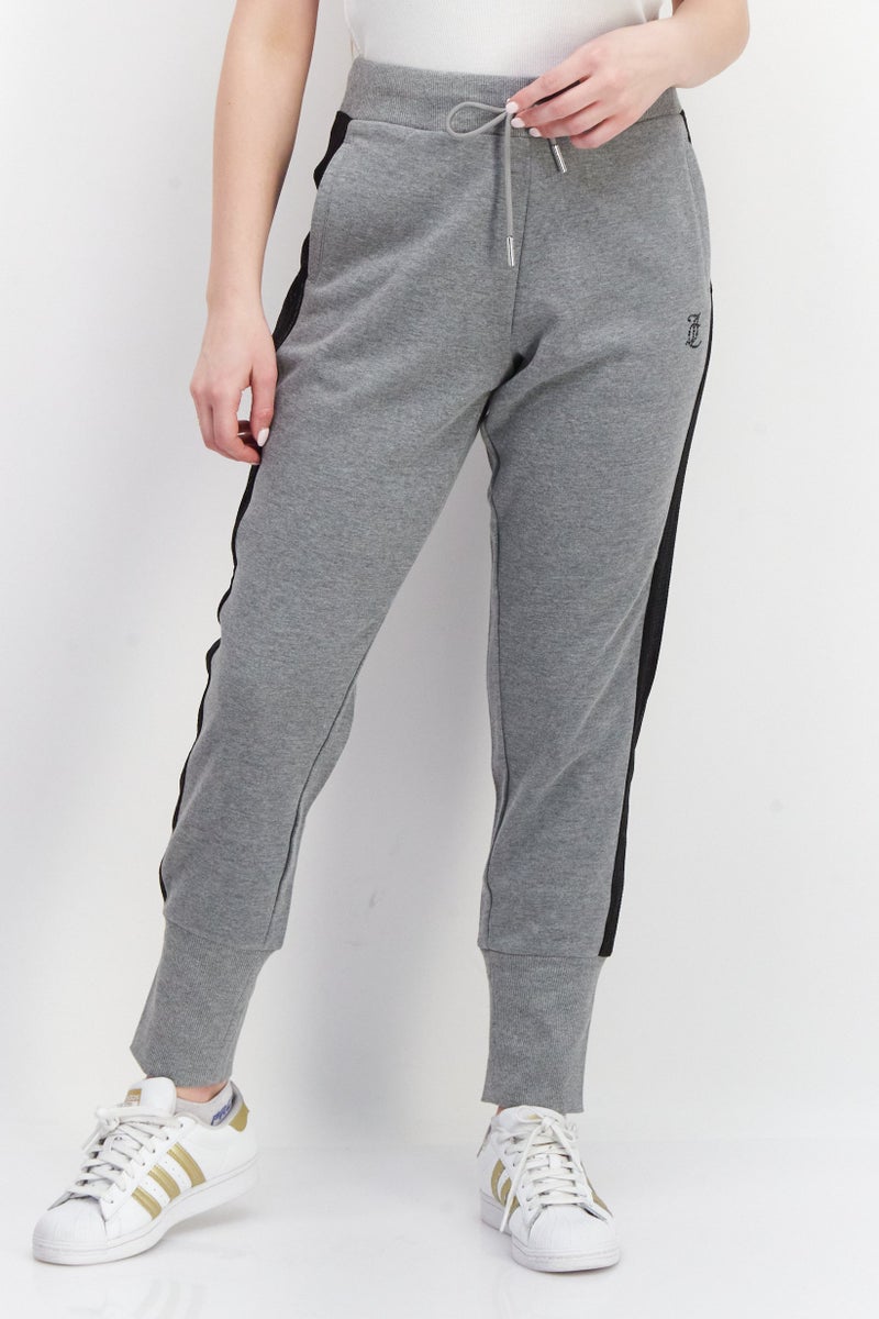 Juicy Couture Women Drawstrings Wide Cuff Brand Logo Jogger Pants, Grey - Image 1