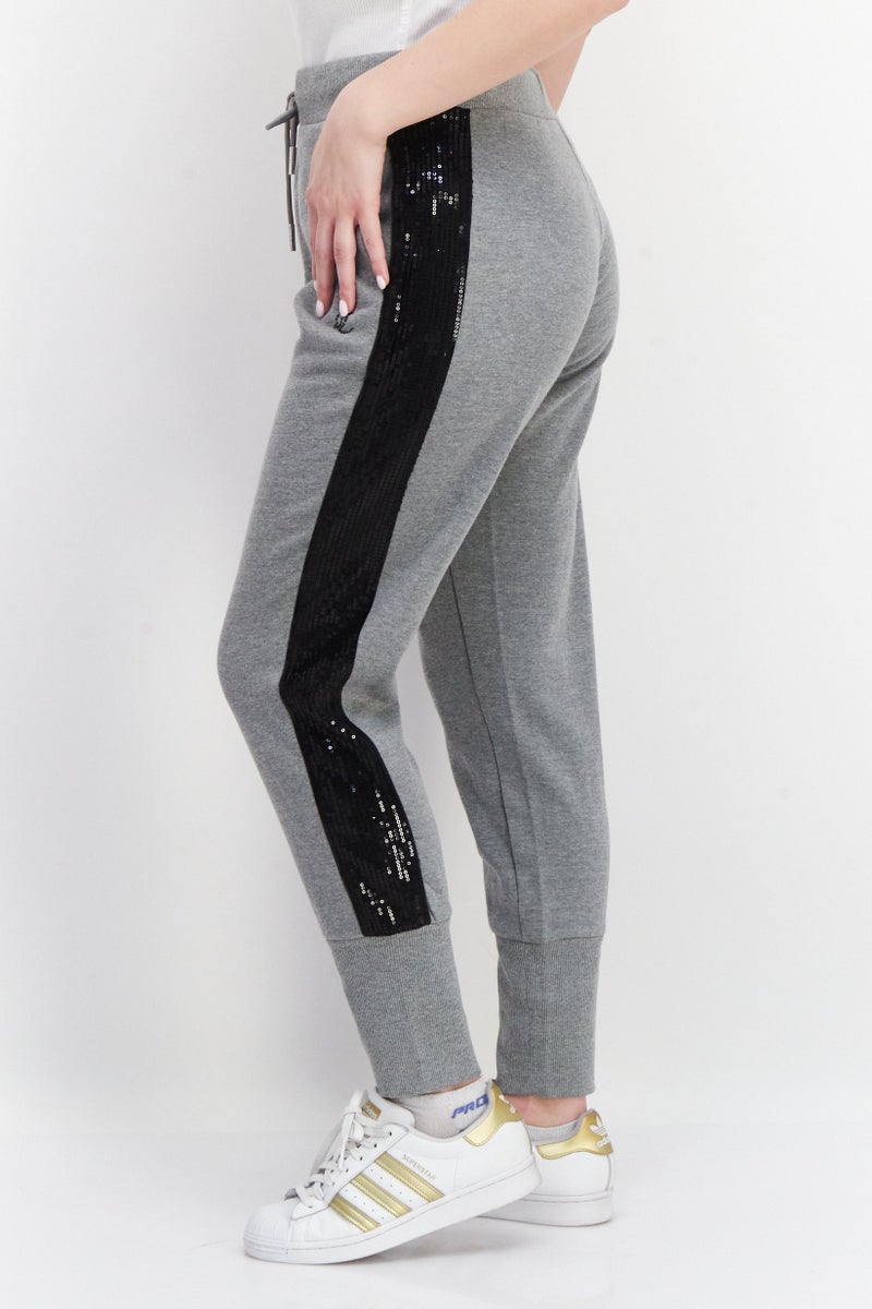 Juicy Couture Women Drawstrings Wide Cuff Brand Logo Jogger Pants, Grey - Image 3