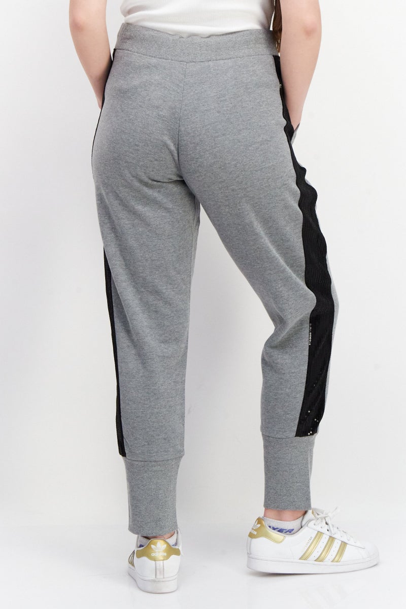 Juicy Couture Women Drawstrings Wide Cuff Brand Logo Jogger Pants, Grey - Image 4