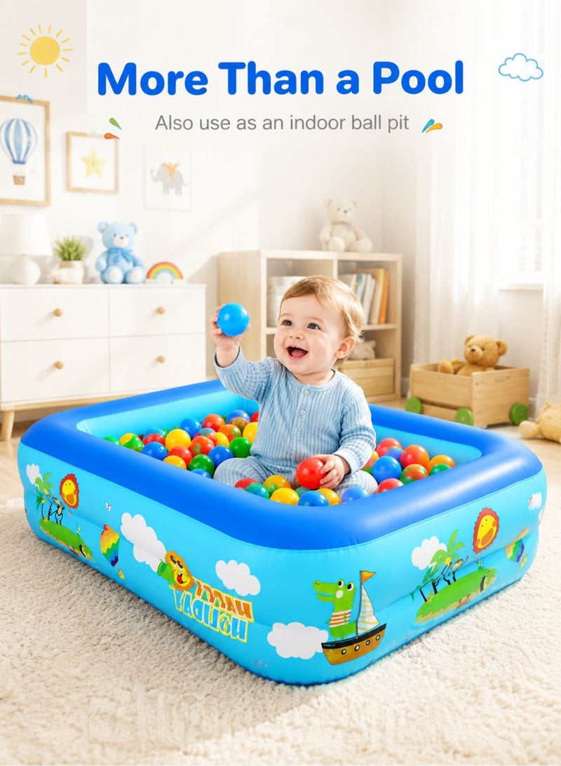 Bestway Inflatable Family Swimming Pool 150 × 105 × 56 cm, 3-Layer Rectangular Kids Paddling Pool, Spacious Inflatable Water Pool for Children & Family, Indoor Outdoor Garden Summer Water Play, Blue - Image 5