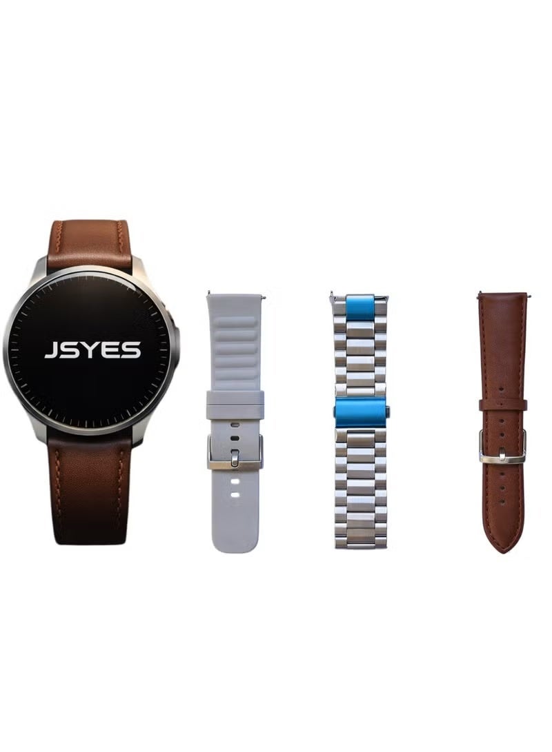 جيسي ساعه JSYES MS19 الذكيه بشاشه عاليه الدقه _مقاومة للماء بمعيار IP68 _ تدعم استقبال إشعارات التطبيقات.إجراء واستقبال المكالمات مباشرة من الساعة_خاصية البحث عن الموبايل_تدعم مميزات التتبع الصحي _يأتي مع 3 ستراب (سيليكون – معدن – جلد) - Image 2