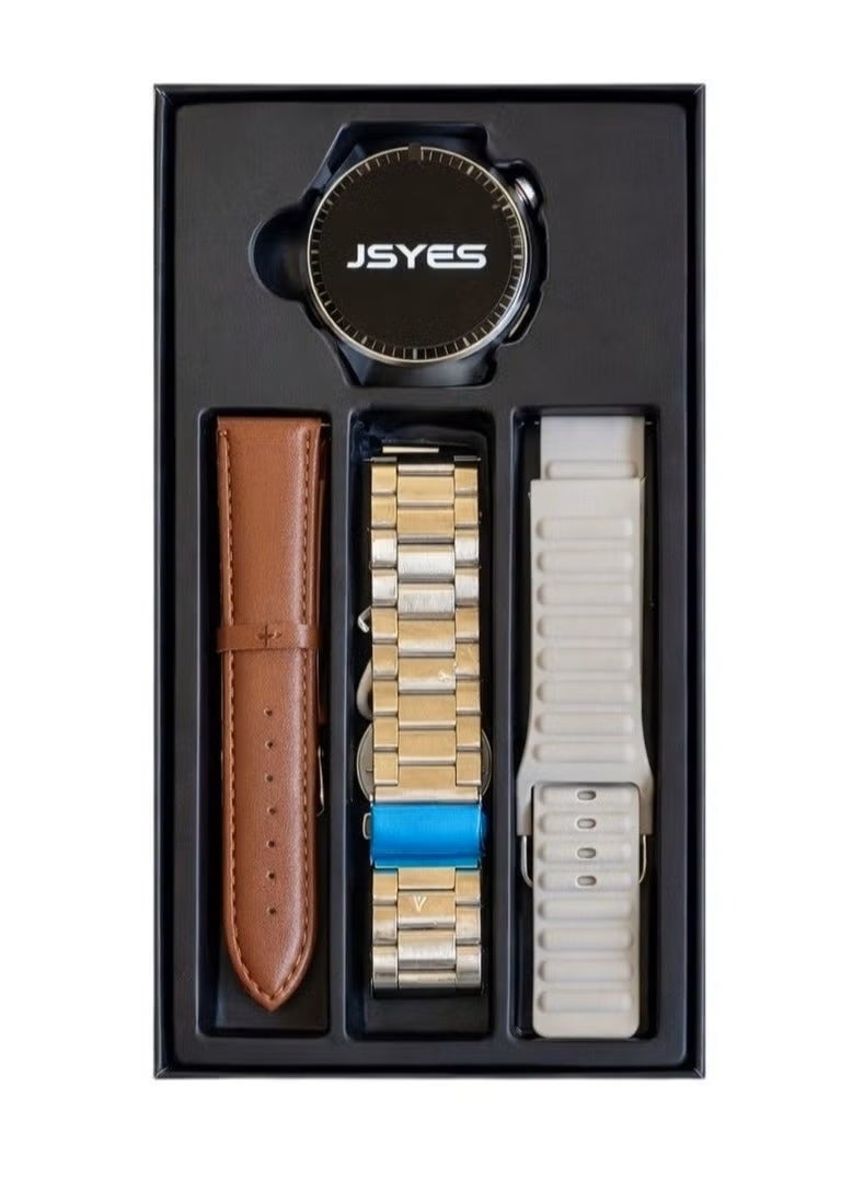 جيسي ساعه JSYES MS19 الذكيه بشاشه عاليه الدقه _مقاومة للماء بمعيار IP68 _ تدعم استقبال إشعارات التطبيقات.إجراء واستقبال المكالمات مباشرة من الساعة_خاصية البحث عن الموبايل_تدعم مميزات التتبع الصحي _يأتي مع 3 ستراب (سيليكون – معدن – جلد) - Image 4