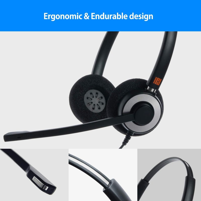 IPD IPH-165 Phone Headset with Noise Cancelling Microhone for Office and Call Center- Comapatible with Polycom VVX,Aastra,Avaya Digital, Nortel, Samsung,Mitel landline Phones - Image 4