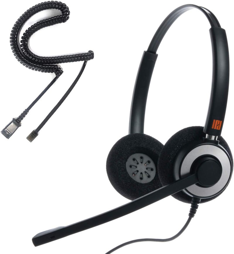 IPD IPH-165 Phone Headset with Noise Cancelling Microhone for Office and Call Center- Comapatible with Polycom VVX,Aastra,Avaya Digital, Nortel, Samsung,Mitel landline Phones - Image 1